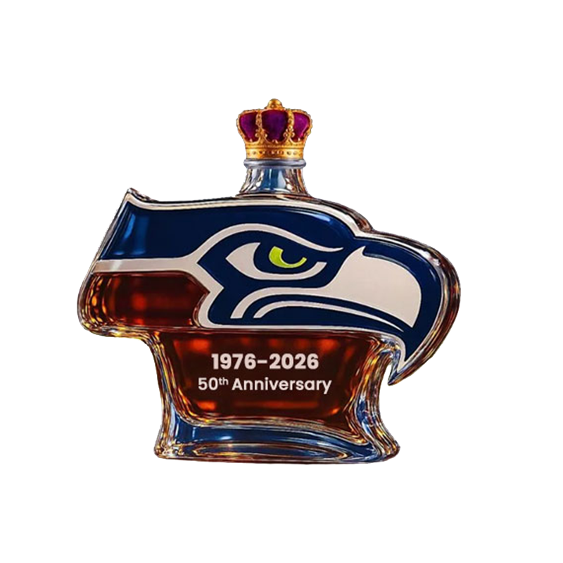 Sherum Seattle Seahawks 50th Anniversary Whiskey Bottle